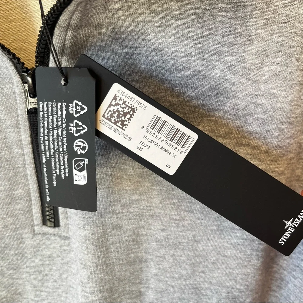 Stone Island Felpa 1/4 zip Knit 3XL New Mock neck sweatshirt Gray Mens 3X NWT - Picture 4 of 11